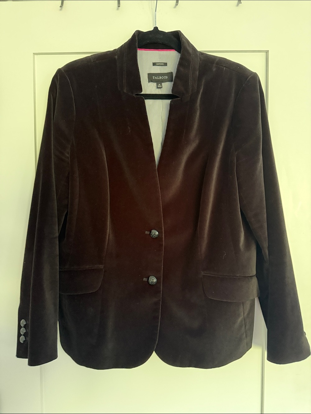 Talbots Black Velvet Notchless Two-Button Blazer